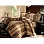 7 Pc. JACQUARD STRIPED COMFORTER SET W/ MATCHING DECORATIVE PILLOWS IVORY/GREEN/BURGUNDY, KING
