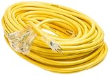 Woods 2820 Yellow Jacket Power Block 100-Foot 12/3 15 Amp/125 Volt Rated Yellow Outdoor Extension Cord with 3 Outlet Lighted Powerblock