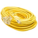 Yellow Jacket 2820 12/3 Heavy-Duty 15-Amp SJTW Contractor Extension Cord with Lighted Power Block, 100-Feet