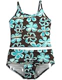 405 South by Anita G - Girls 2 Piece Striped Flower Tankini Bathing Suit, Brown, Aqua (Size 5) 405 South by Anita G - Girls 2 Piece Striped Flower Tankini Bathing Suit, Brown, Aqua (Size 5)