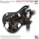 Penguins on Black Skin fits Band Hero, Guitar Hero 5 & World Tour Guitars f ....