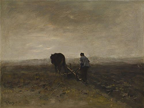 Vintastore Wood Framed Modern Wall Art Decor Anton Mauve - Early Morning Plowing C. 1875 Print On Definition Canvas