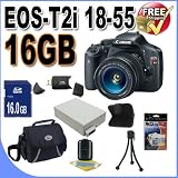 Canon EOS Rebel T2i 18 MP CMOS APS-C Digital SLR Camera with 3.0-Inch LCD and EF-S 18-55mm f/3.5-5.6 IS Lens W/ 16GB Accessory Saver Kit
