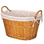 Household Essentials ML-5567 Woven-Willow Oval-Shaped Laundry Basket with Cotton Lining