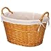 Household Essentials ML-5567 Woven-Willow Oval-Shaped Laundry Basket with Cotton Lining
