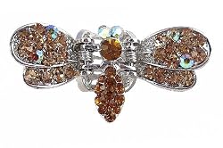 Hair Clip - H52 - Bumble Bee set with Swarovski (tm) Crystal Stones ~ Smoky Topaz (Brown)
