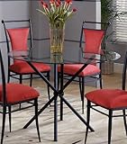 Round Dining Table with Glass Top in Black Finish