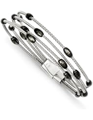 Sterling Silver Ruthenium Silver Bead Slide Clasp Bracelet, Best Quality Free Gift Box Satisfaction Guaranteed