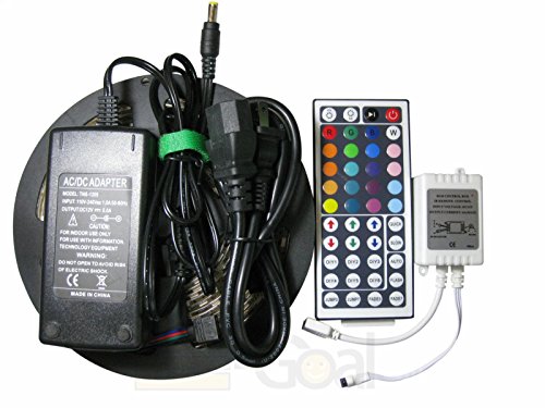 E-Goal 16.4 Ft Waterproof Color Changing SMD 5050 300LEDs Flexible RGB LED Lighting Strip + 44 Key Remote Controller + 12V 5A Power Supply for Wedding Christmas Party Holiday