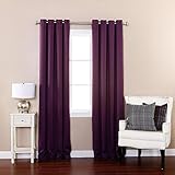 Best Home Fashion Thermal Insulated Blackout Curtains - Antique Bronze Grommet Top - Purple - 52"W x 84"L - Tie backs included (Set of 2 Panels)