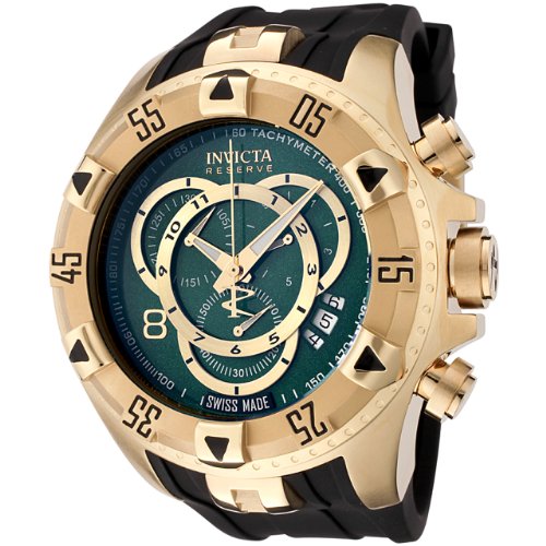 Invicta Men's 6974 Reserve Collection Excursion Touring Chronograph Green Dial Black Polyurethane Watch