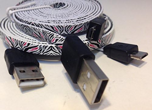 CablesFrLess® 10FT/6FT Cell Charging Super Set for Car Home or Office AC DC fits Android Style Micro USB Phones Samsung Galaxy S5, S4, HTC Hero, Nokia Lumia and most Android smartphones and Tablets (Zebra Print)