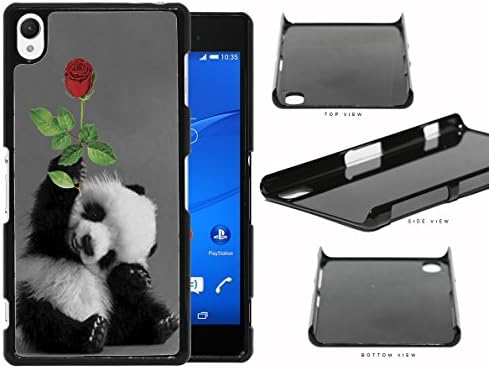 Adorable Smiling Baby Panda with Red Rose NUE Designs Hard Plastic Snap On Cell Phone Case Sony Xperia Z2