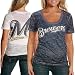 Milwaukee Brewers Two-Tone Superfan Ladies Sublimated Sheer Burnout Premium T-shirt, Large
