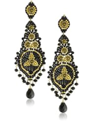 Miguel Ases Long Lotus with Onyx Drop Earrings