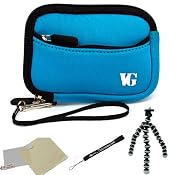 Baby Blue - Trim Slim Protective Soft Neoprene Cover Carrying Case Sleeve with Extra Pocket for Samsung SL600 SL605 ST30 ST65 ST80 ST90 ST93 ST95 ST6500 TL105 TL110 TL205 TL210 TL240 TL350 WB210 WB700 WB750 Point and Shoot Digital Camera + Includes Grey 6 Inch Mini Flexi Tripod + Includes a anti glare screen protector, will protect from any small scratches and dirt