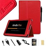 FINTIE(TM) Red PU Leather Folio Case Cover Value Package...