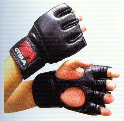GTMA MMA Mixed Martial Arts Grappling Gloves - Black Leather