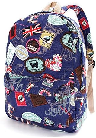 Women Girl Canvas Backpack Rucksack Travel Satchel Shoulder School Bag Bookbag Color: Blue