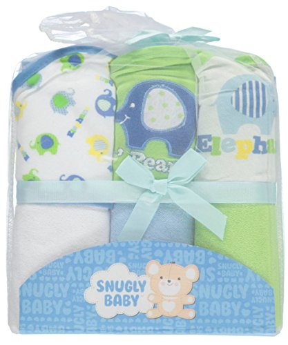 Snugly Baby Boys Hooded Towels 3-pack (Elephant Blue)
