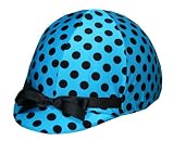 Equestrian Riding Helmet Cover - Turquoise and Black Polka Dots