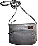 Women's Tignanello Purse Handbag Leather East/West X-body Organizer Plata