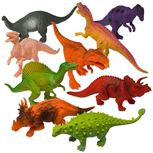 Prextex Realistic Looking 7" Dinosaurs Pack of 12 Large Plastic Assorted Dinosaur Figures