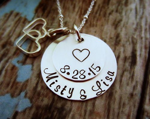 Sterling Silver Wedding Date Heart Necklace