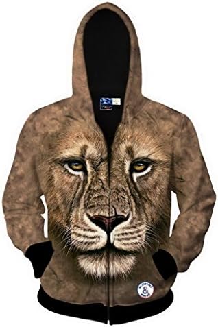 Groupstars Men Fashion Hip Hop Lion Style 3D Print Hoodies XX-Large Brown