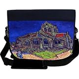 Van Gogh Art The Church of Auvers NEOPRENE Laptop Sleeve Bag Messenger Bag - Laptop Bag -Notebook Bag - for Macbook Pro, Aspire, Samsung, Acer, ASUS, Dell, HP, Lenovo, Sony, Toshiba Unisex - Ideal Gift for all occassions!