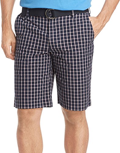 IZOD Mens Flat Front Grid Plaid Shorts