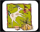 Mouse Pad with art, goat, straw, bird, house