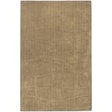 2' x 3' Bas-Relief Lattice Brindle Beige Wool Area Throw Rug