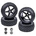 HobbyPark Front(2) & Rear(2) Tires & Wheels Pentagram 12mm Hex Hub For 1/10 Off Road Buggy Pack of 4