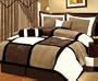 Chezmoi Collection 7 Pieces Black, Brown, and White Suede Patchwork Comforter Size 90"x92" Bedding Set / Bed-in-a-bag Queen Machine Washable