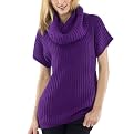 GO International&reg; Cowl Neck Short Sleeve Sweater - Violet
