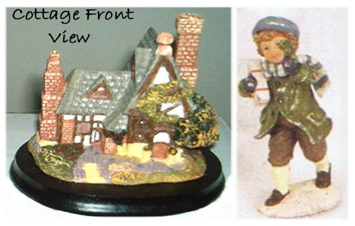 Antique Christmas Figurine with Christmas Cottage