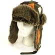 Faux Fur Argyle Plaid Trooper Trapper Ski Hat Olive Orange with Multiple Colors