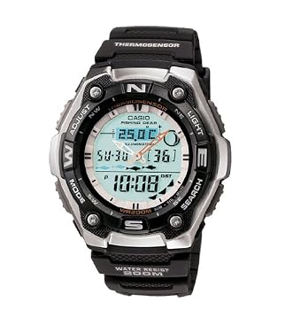 Casio #AQW101-1AV Men's Sports Gear Thermometer/Fishing Indicator Watch