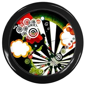 Retro Black Orange Wall Clock (Black)