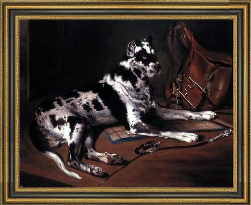 Bernard De Gempt Recumbant Great Dane - 20" x 25" Framed Premium Canvas Print