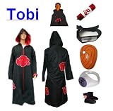 Naruto Itachi Tobi cosplay costume set (Akatsuki Cloak Hood + Anti Leaf Itachi headband+ Naruto Tobi mask + Tobi (Uchiha Madara) ring + Naruto shoes), size XXL (Height 511 61) 512hsDuWFoL. SL160 Naruto Itachi Tobi cosplay costume set (Akatsuki Cloak Hood + Anti Leaf Itachi headband+ Naruto Tobi mask + Tobi (Uchiha Madara) ring + Naruto shoes), size XXL (Height 511 61)