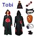 Naruto Itachi Tobi cosplay costume set (Akatsuki Cloak Hood + Anti Leaf Itachi headband+ Naruto Tobi