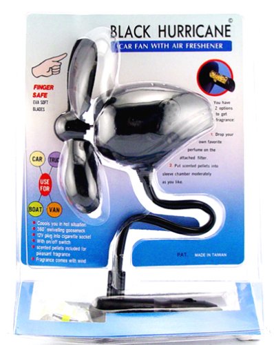 As Seen On TV Car Auto Boat RV Fan With Air Freshener, Black Hurricane