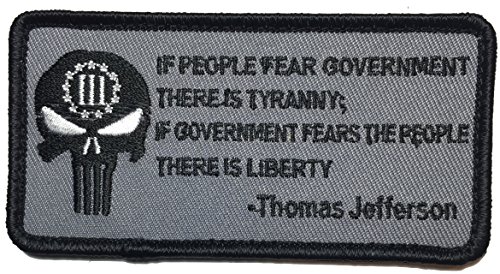Patch Squad Men's Tyranny Liberty 3% Percenter Punisher Skull Militia Patch (Black/Grey)