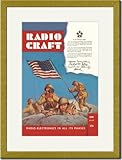 Gold Framed/Matted Print 17x23, Radio Craft: American Soldiers Stake the Flag Gold Framed/Matted Print 17x23, Radio Craft: American Soldiers Stake the Flag