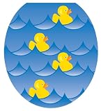 Toilet Tattoos TT-4001-R Rubber Ducky Blue Decorative Applique for Toilet Lid, Round