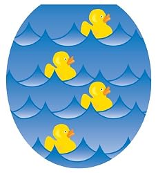 Toilet Tattoos TT-4001-R Rubber Ducky Blue Decorative Applique for Toilet Lid, Round