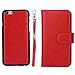 iPhone 6 Plus Wallet Case, Roybens 9 Card Slot PU Leather Wallet Case 2 in 1 Magnetic Detachable Back Cover Flip Case with Wrist Strap For Apple iPhone 6 6s Plus (5.5) Red