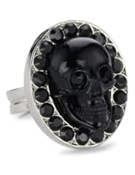 Tarina Tarantino "Classic" Black and Silver Skull Ring, Size 6.5